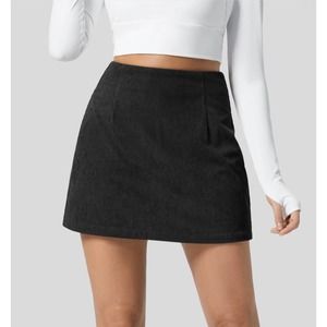 Halara High Waisted Invisible Zipper 2-in-1 Mini A-line Corduroy Skirt